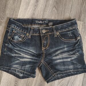 Wishful Park Faded Dark Blue Denim Shorts Size 7